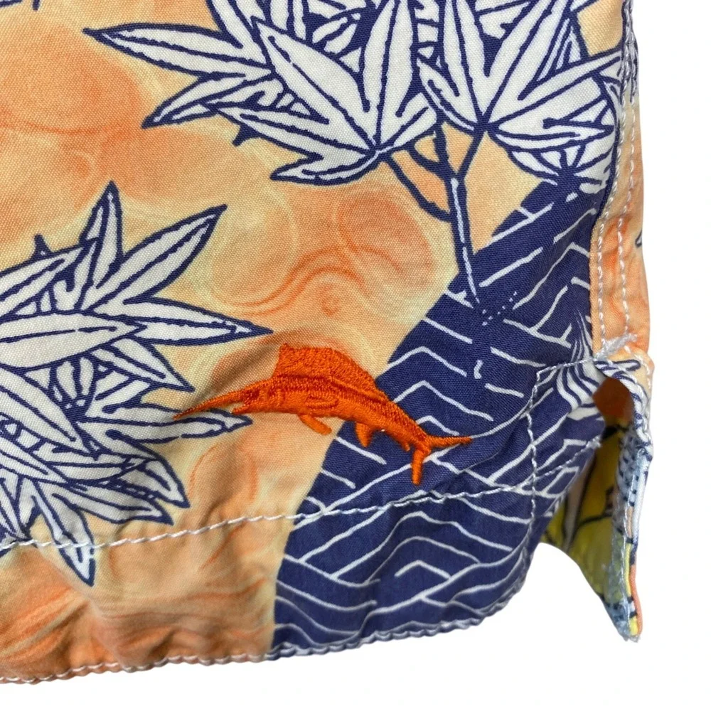 Tommy Bahama Relax Mens XXL Orange Navy Blue Floral Tropical‎ Swim Trunks Shorts